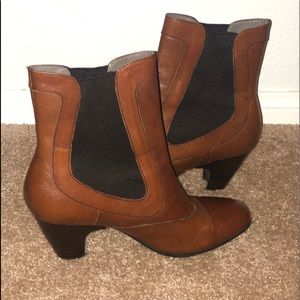 Born Brown Leather Acorn Sole Slip On Bootie